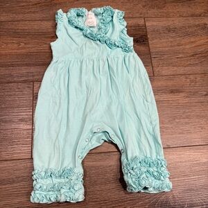 Lemon Loves Layette Aqua Ruffled Romper